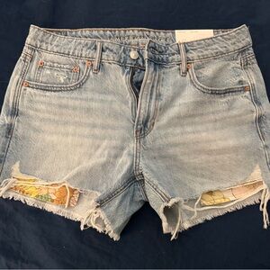 American Eagle Outfitters Blue Distressed Jean Shorts